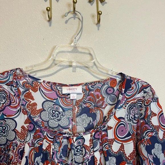 Liberty of London (Target) blue, red, white, lavender Floral Blouse. Size L - Picture 2 of 7